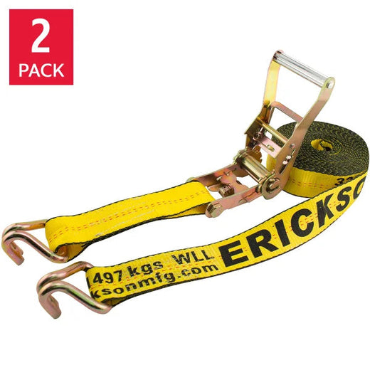 Erickson 8.2 m (27 ft.) Ratchet Strap with Double J Hooks 2-pack