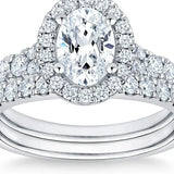 Oval Cut and Round Brilliant Diamond Halo Wedding Set (1.85 ctw) product image 6